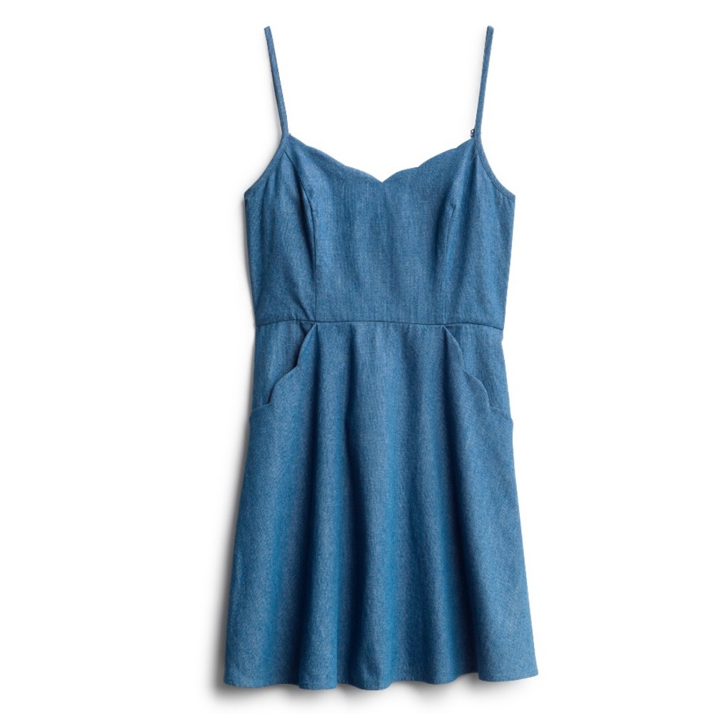 Market & Spruce scallop detail chambray dress